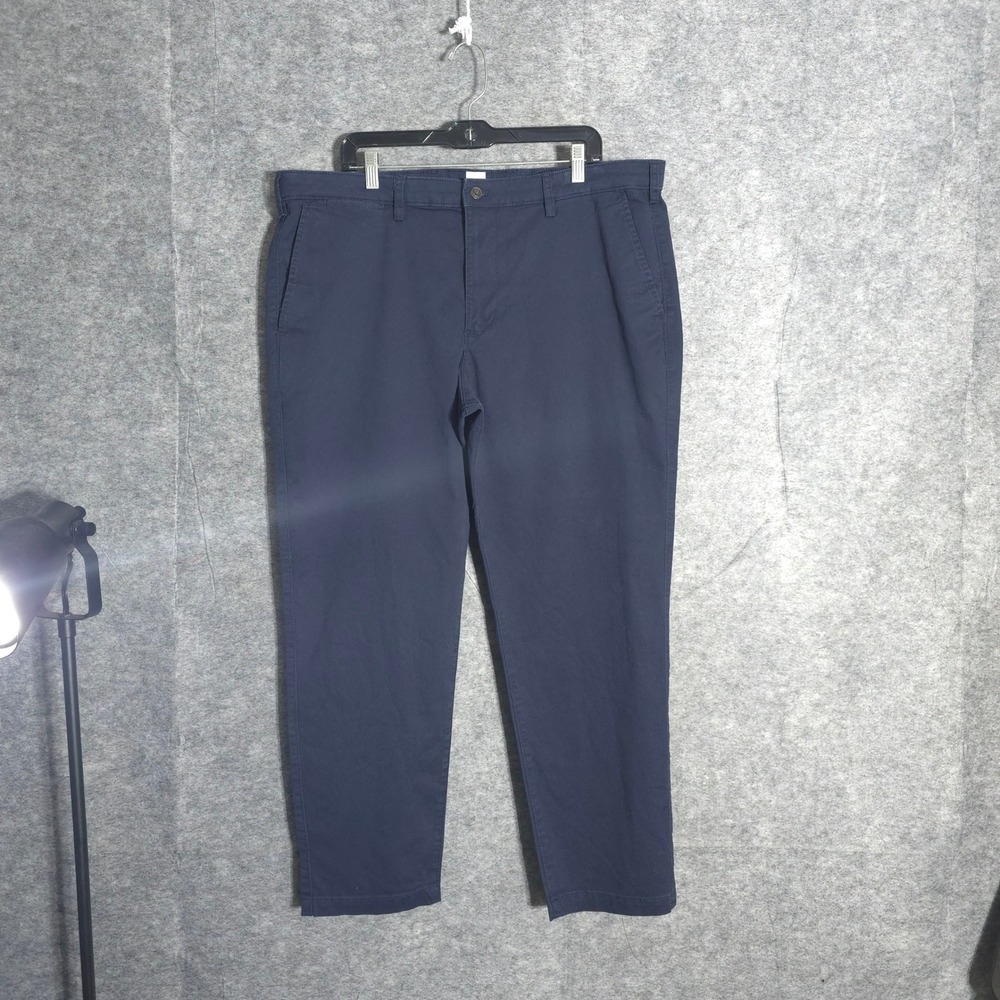 Gap Essential Khaki Men 40x30 Navy Blue Slim Fit Stretch Chino Trousers Workwear